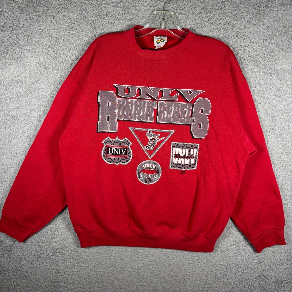 Vintage 20/20 Sport‎ UNLV Runnin Rebels Red Crewneck Sweatshirt Made in USA XL